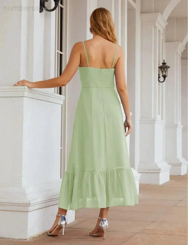 Numbersea  Spaghetti Strap Chiffon Bridesmaid Dress Ankle Length Formal A Line Cocktail Party Homecoming Dress for Juniors  SEA28028 - Image 67