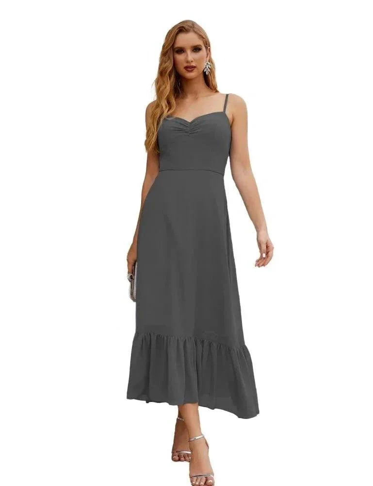 Numbersea  Spaghetti Strap Chiffon Bridesmaid Dress Ankle Length Formal A Line Cocktail Party Homecoming Dress for Juniors  SEA28028 - Image 73