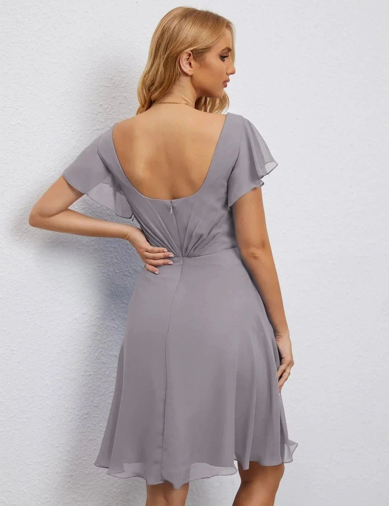 Numbersea U Back Homecoming Dress Formal Prom Dress Knee Length Short Sleeves Cocktail Party Dress 28077 - Image 10