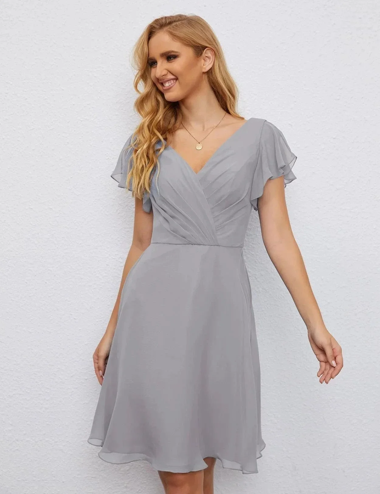 Numbersea U Back Homecoming Dress Formal Prom Dress Knee Length Short Sleeves Cocktail Party Dress 28077 - Image 100