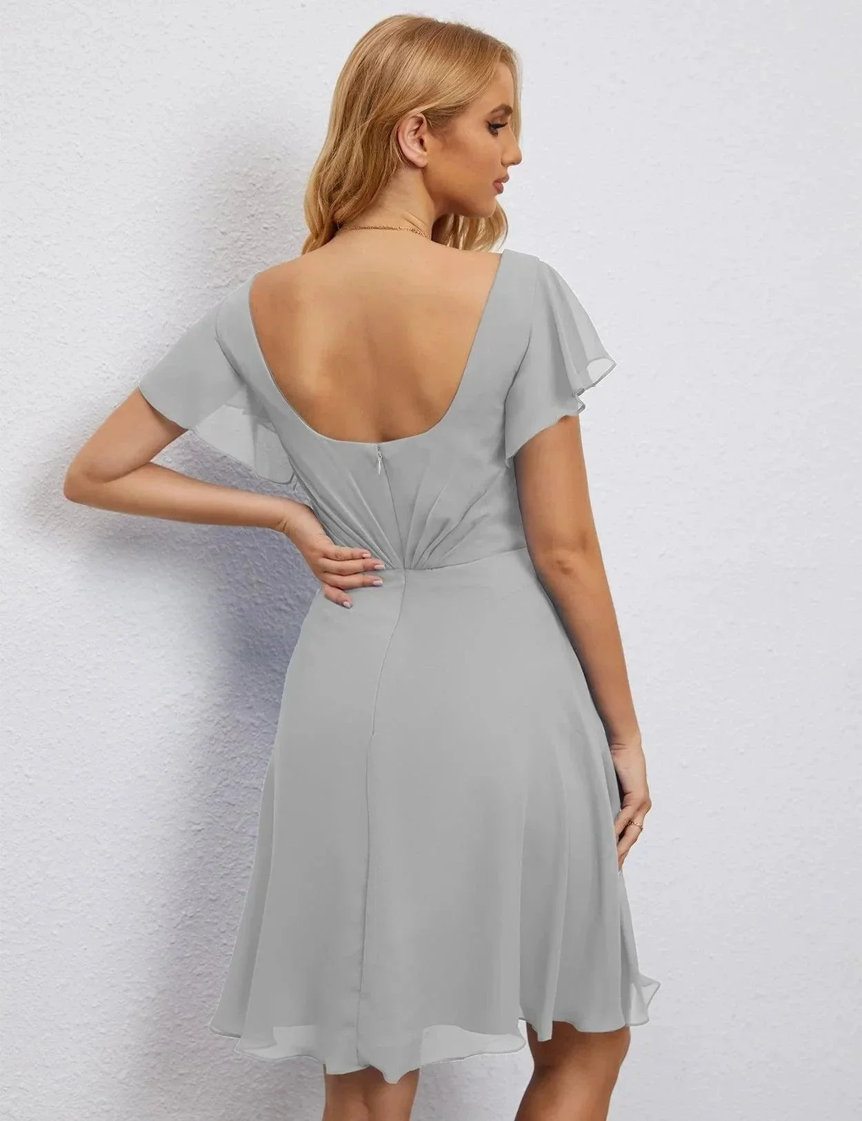 Numbersea U Back Homecoming Dress Formal Prom Dress Knee Length Short Sleeves Cocktail Party Dress 28077 - Image 106