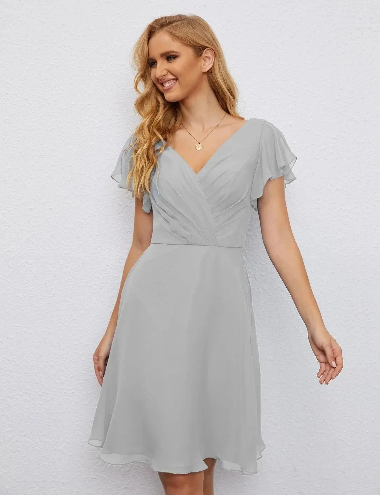 Numbersea U Back Homecoming Dress Formal Prom Dress Knee Length Short Sleeves Cocktail Party Dress 28077 - Image 108