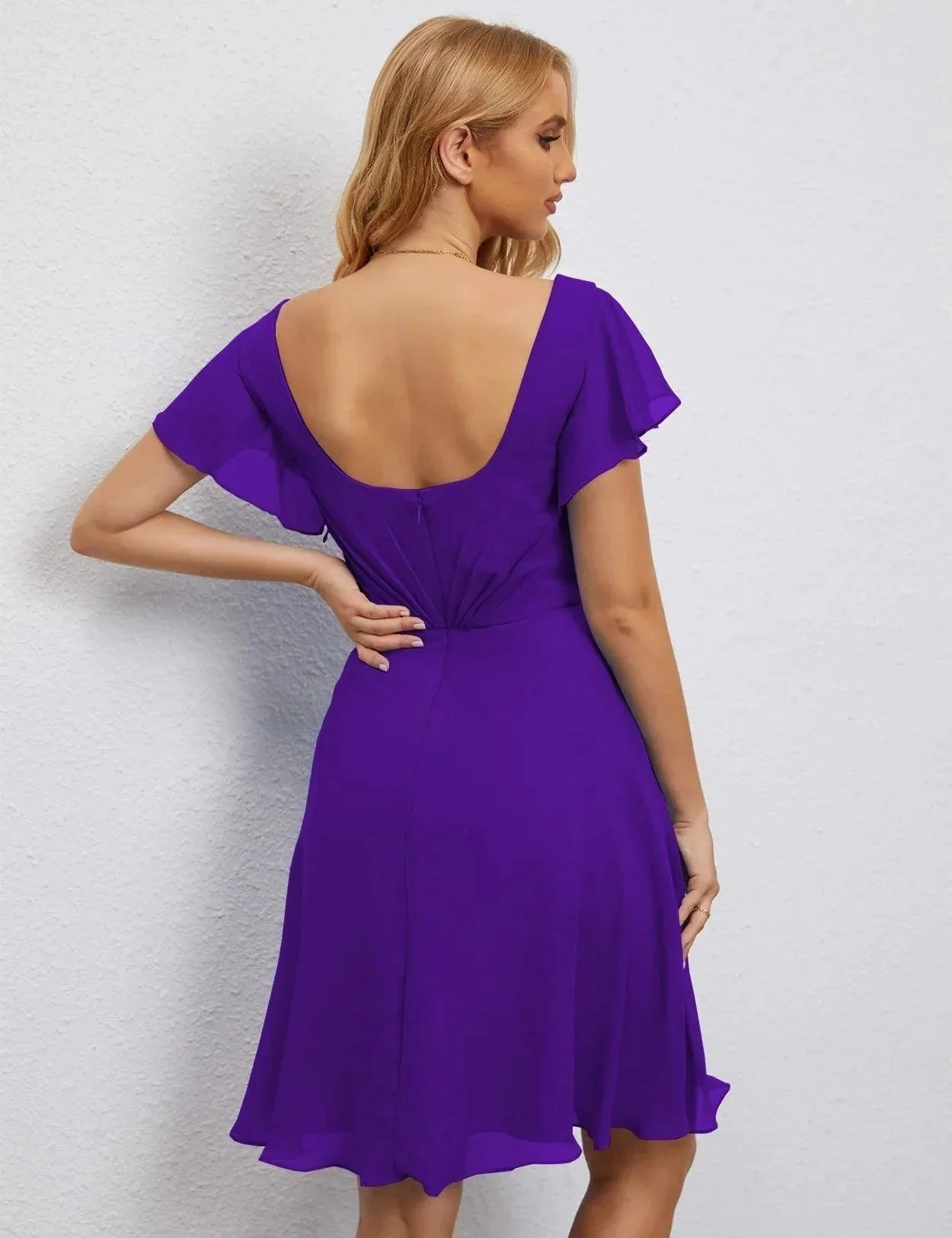 Numbersea U Back Homecoming Dress Formal Prom Dress Knee Length Short Sleeves Cocktail Party Dress 28077 - Image 110