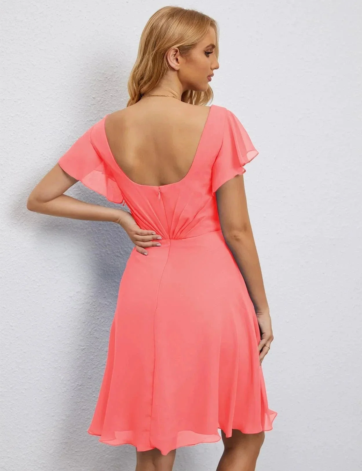 Numbersea U Back Homecoming Dress Formal Prom Dress Knee Length Short Sleeves Cocktail Party Dress 28077 - Image 118