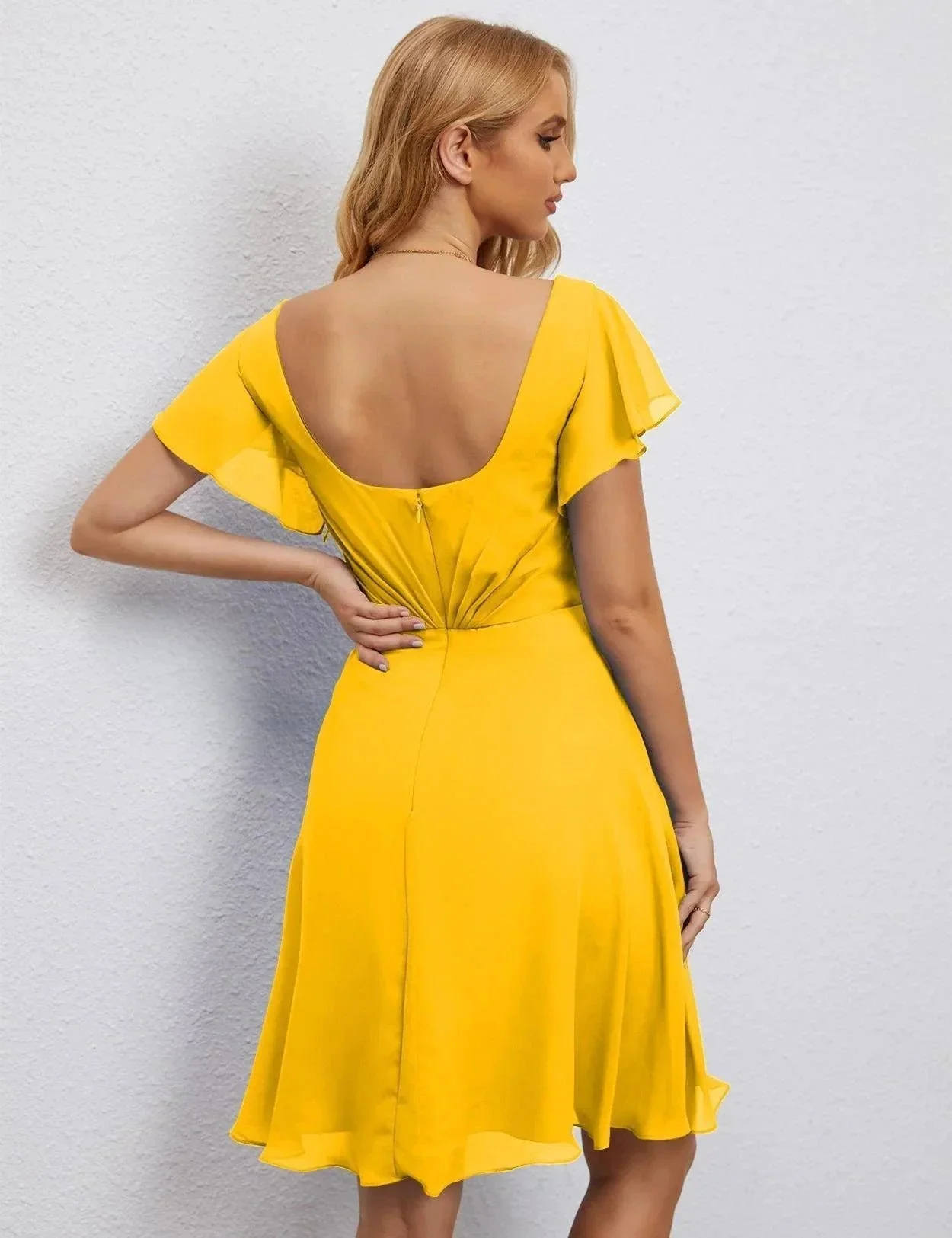 Numbersea U Back Homecoming Dress Formal Prom Dress Knee Length Short Sleeves Cocktail Party Dress 28077 - Image 130