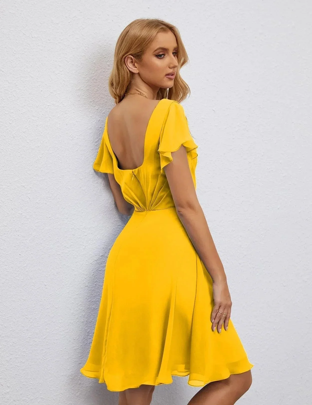 Numbersea U Back Homecoming Dress Formal Prom Dress Knee Length Short Sleeves Cocktail Party Dress 28077 - Image 131