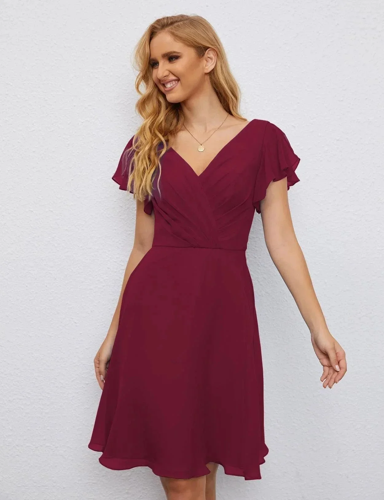Numbersea U Back Homecoming Dress Formal Prom Dress Knee Length Short Sleeves Cocktail Party Dress 28077 - Image 136