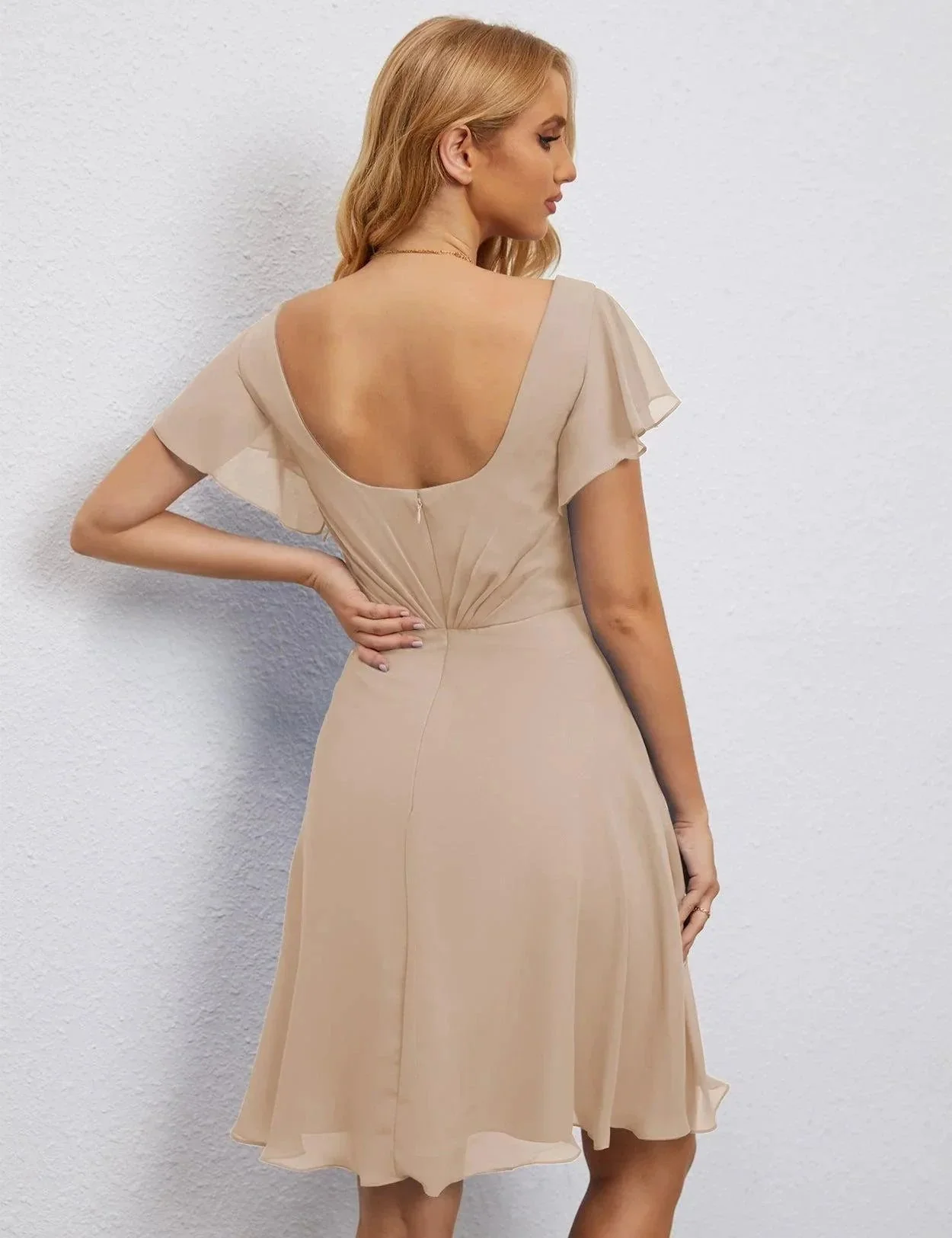 Numbersea U Back Homecoming Dress Formal Prom Dress Knee Length Short Sleeves Cocktail Party Dress 28077 - Image 138