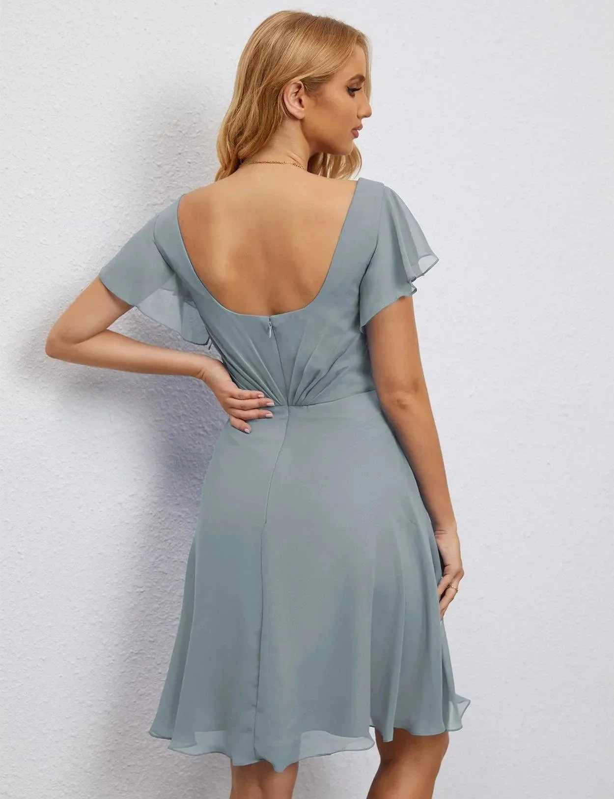 Numbersea U Back Homecoming Dress Formal Prom Dress Knee Length Short Sleeves Cocktail Party Dress 28077 - Image 14
