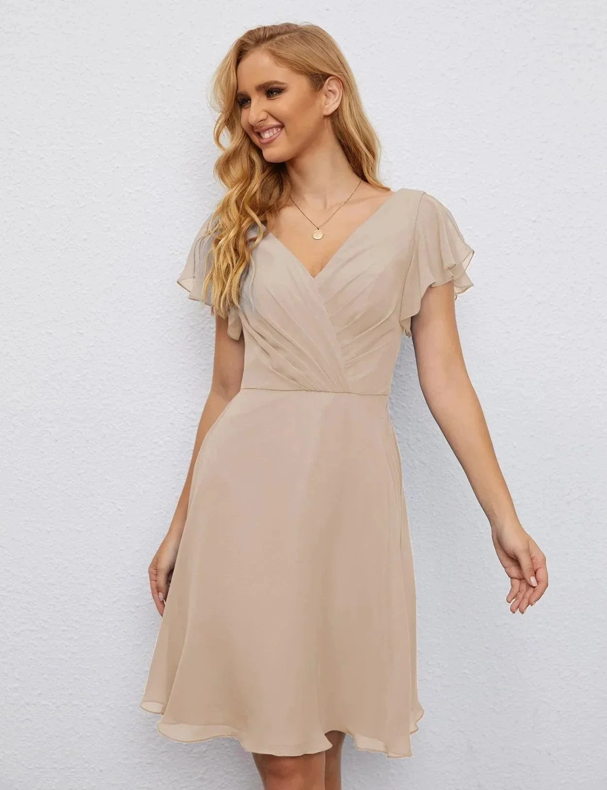 Numbersea U Back Homecoming Dress Formal Prom Dress Knee Length Short Sleeves Cocktail Party Dress 28077 - Image 140