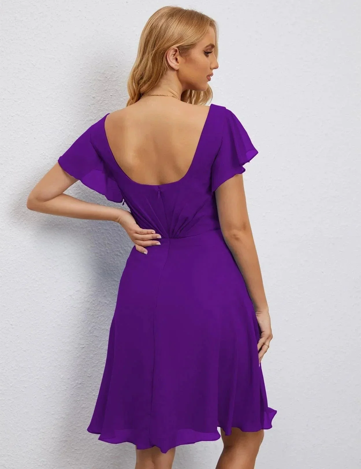 Numbersea U Back Homecoming Dress Formal Prom Dress Knee Length Short Sleeves Cocktail Party Dress 28077 - Image 142