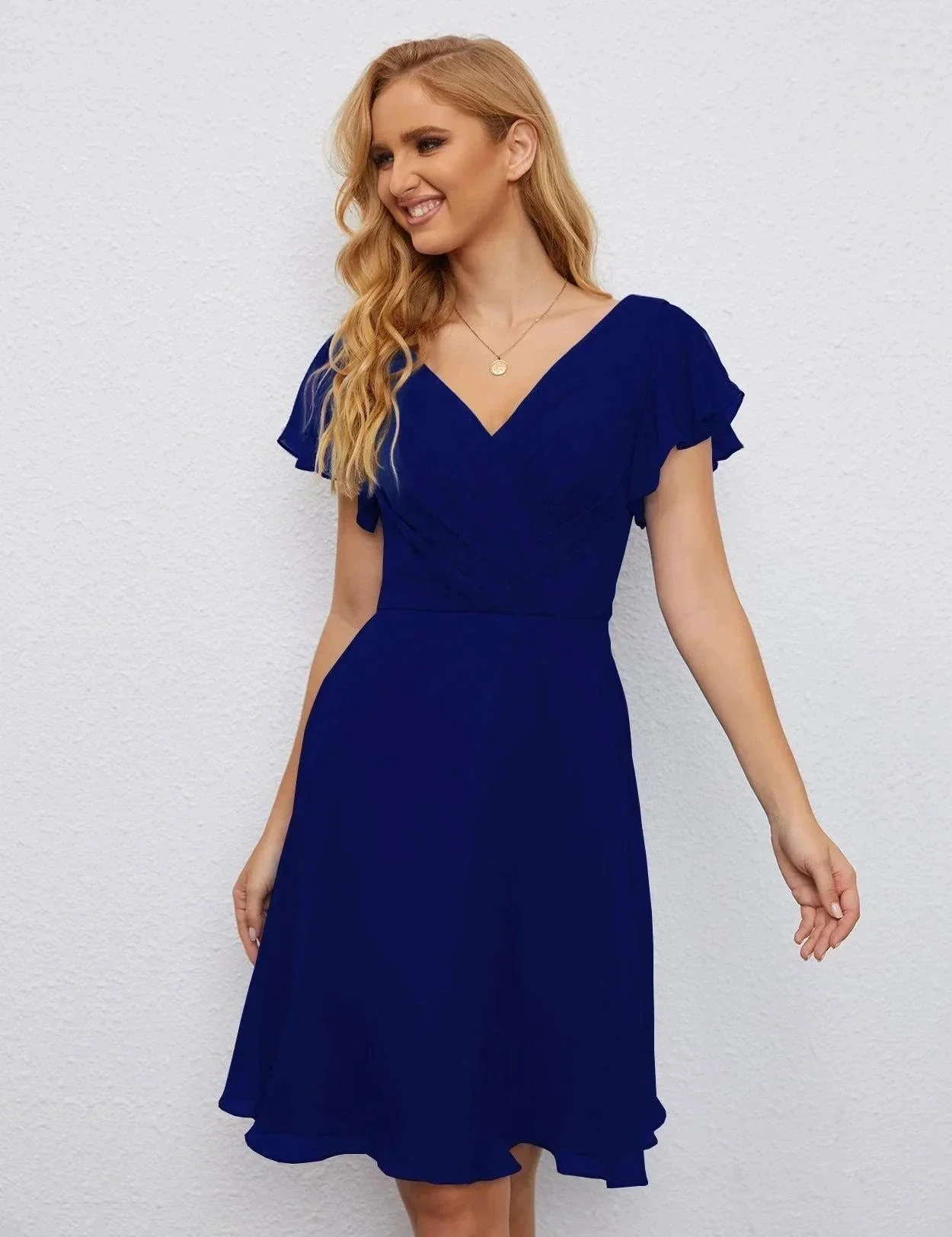 Numbersea U Back Homecoming Dress Formal Prom Dress Knee Length Short Sleeves Cocktail Party Dress 28077 - Image 148