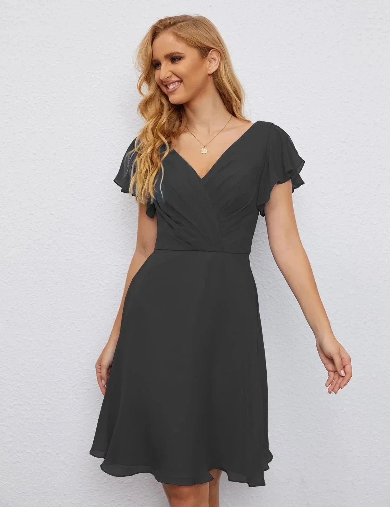 Numbersea U Back Homecoming Dress Formal Prom Dress Knee Length Short Sleeves Cocktail Party Dress 28077 - Image 152