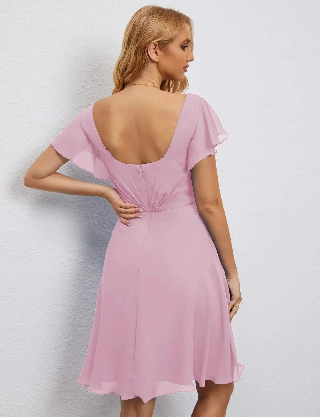 Numbersea U Back Homecoming Dress Formal Prom Dress Knee Length Short Sleeves Cocktail Party Dress 28077 - Image 154
