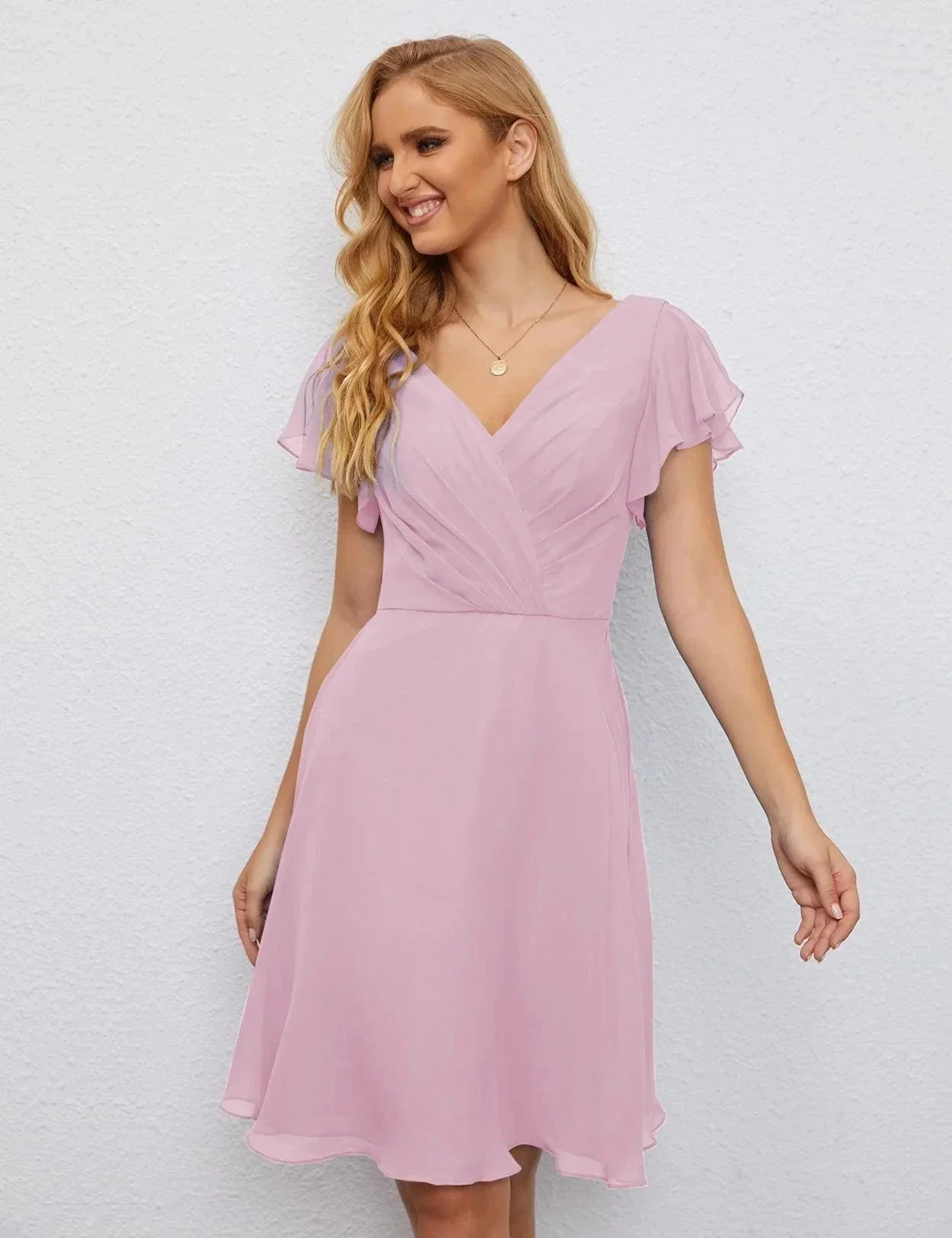 Numbersea U Back Homecoming Dress Formal Prom Dress Knee Length Short Sleeves Cocktail Party Dress 28077 - Image 156