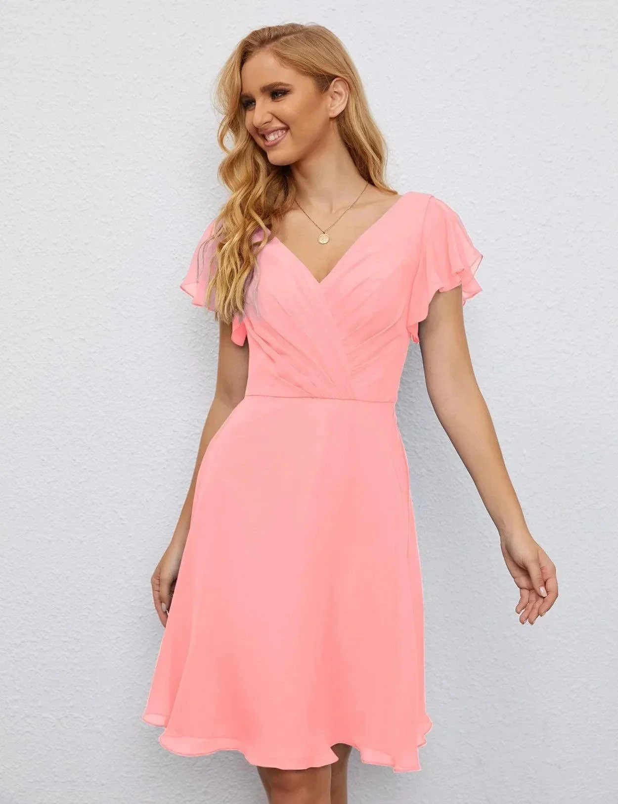 Numbersea U Back Homecoming Dress Formal Prom Dress Knee Length Short Sleeves Cocktail Party Dress 28077 - Image 160