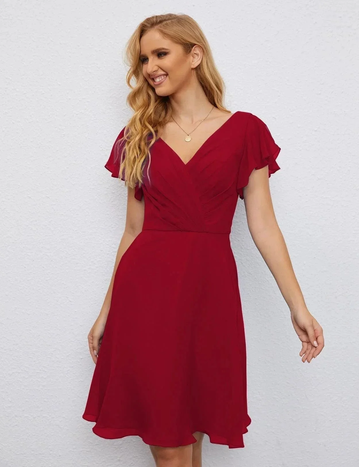 Numbersea U Back Homecoming Dress Formal Prom Dress Knee Length Short Sleeves Cocktail Party Dress 28077 - Image 164