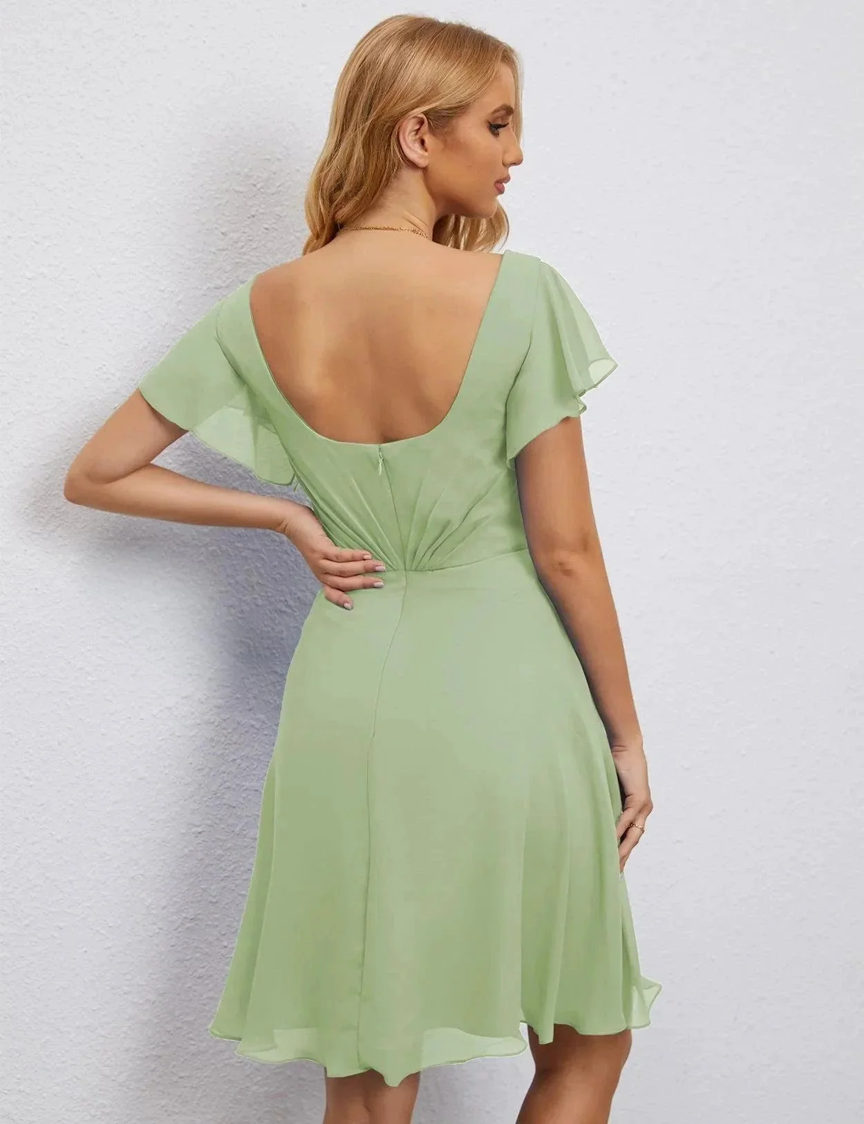 Numbersea U Back Homecoming Dress Formal Prom Dress Knee Length Short Sleeves Cocktail Party Dress 28077 - Image 18