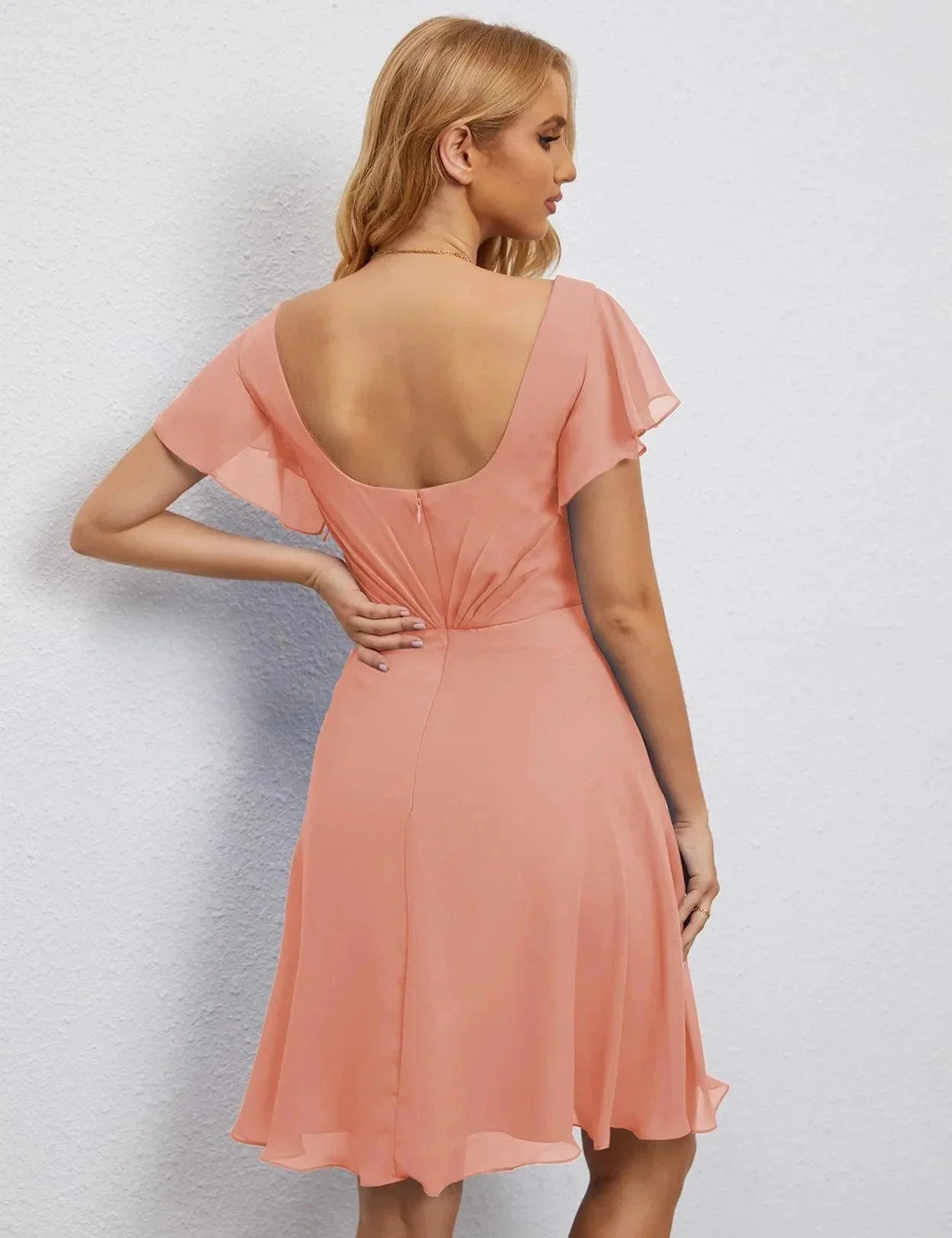Numbersea U Back Homecoming Dress Formal Prom Dress Knee Length Short Sleeves Cocktail Party Dress 28077 - Image 22