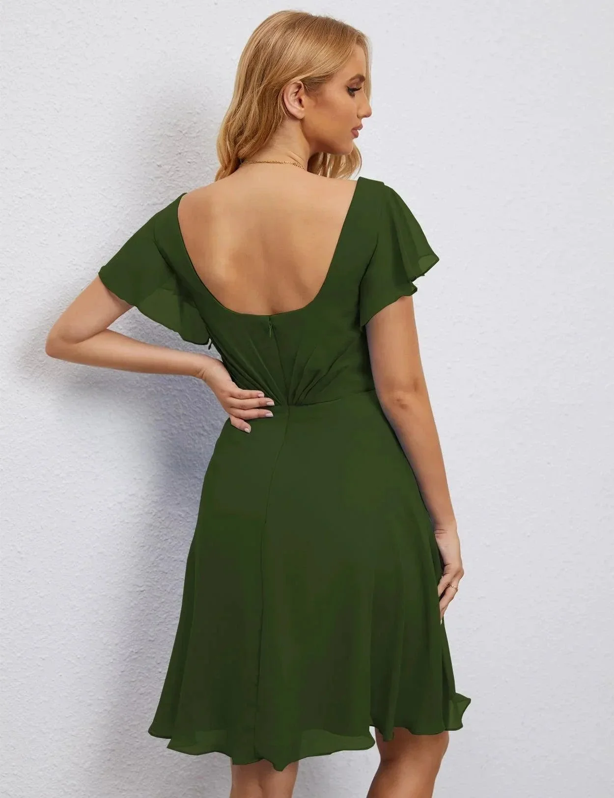Numbersea U Back Homecoming Dress Formal Prom Dress Knee Length Short Sleeves Cocktail Party Dress 28077 - Image 26