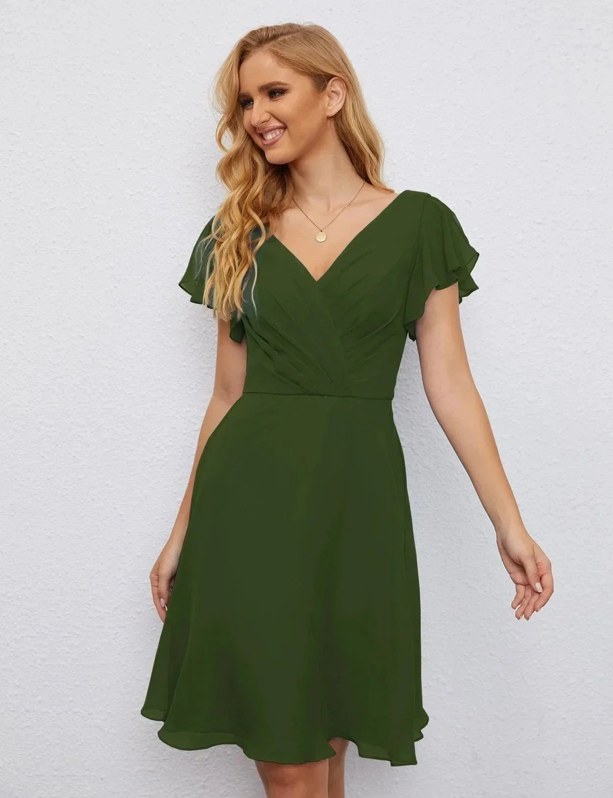 Numbersea U Back Homecoming Dress Formal Prom Dress Knee Length Short Sleeves Cocktail Party Dress 28077 - Image 28