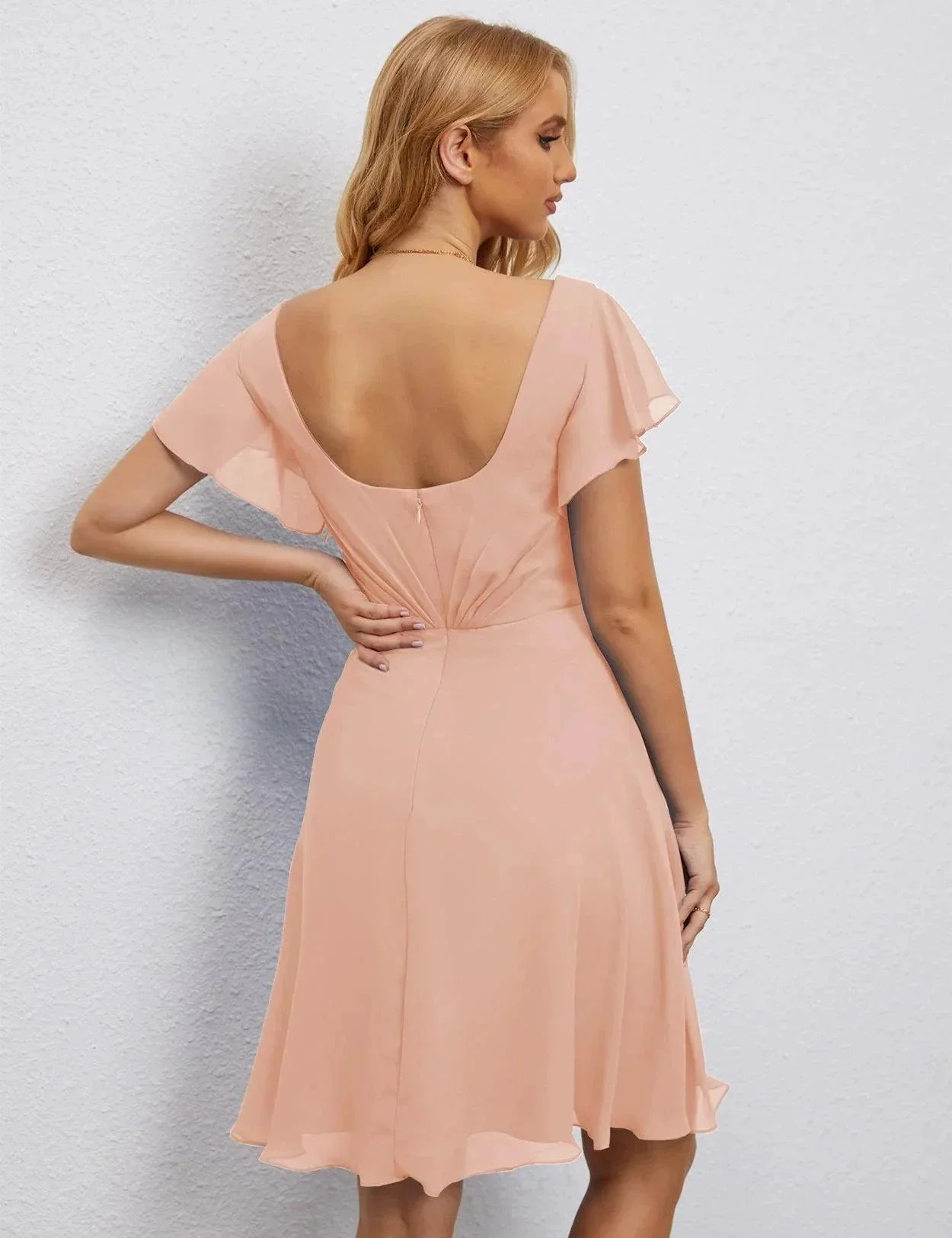 Numbersea U Back Homecoming Dress Formal Prom Dress Knee Length Short Sleeves Cocktail Party Dress 28077 - Image 30