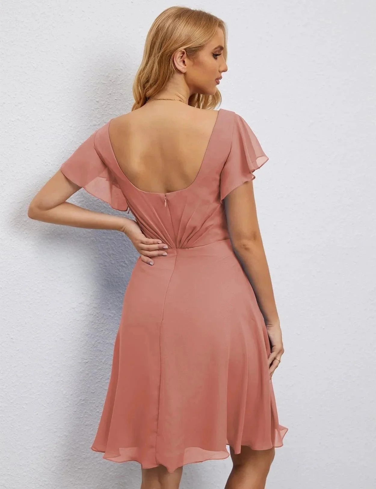 Numbersea U Back Homecoming Dress Formal Prom Dress Knee Length Short Sleeves Cocktail Party Dress 28077 - Image 34