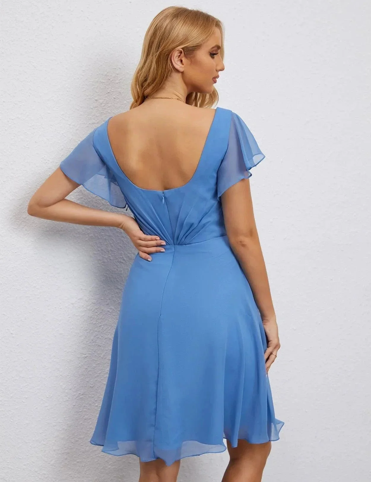 Numbersea U Back Homecoming Dress Formal Prom Dress Knee Length Short Sleeves Cocktail Party Dress 28077 - Image 38