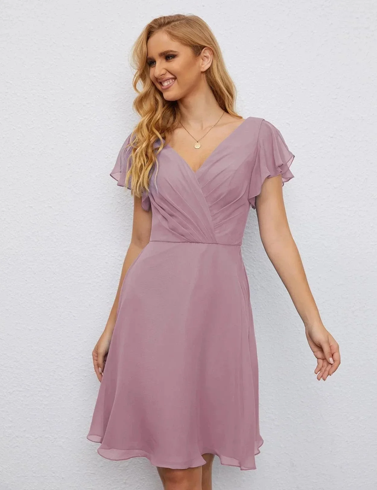 Numbersea U Back Homecoming Dress Formal Prom Dress Knee Length Short Sleeves Cocktail Party Dress 28077 - Image 4