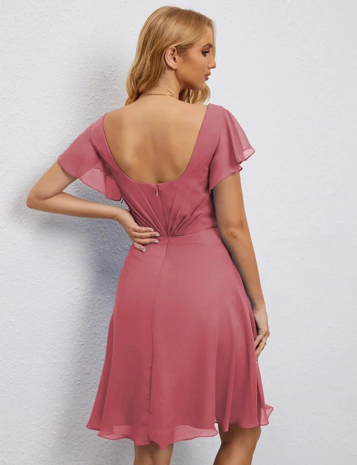 Numbersea U Back Homecoming Dress Formal Prom Dress Knee Length Short Sleeves Cocktail Party Dress 28077 - Image 42