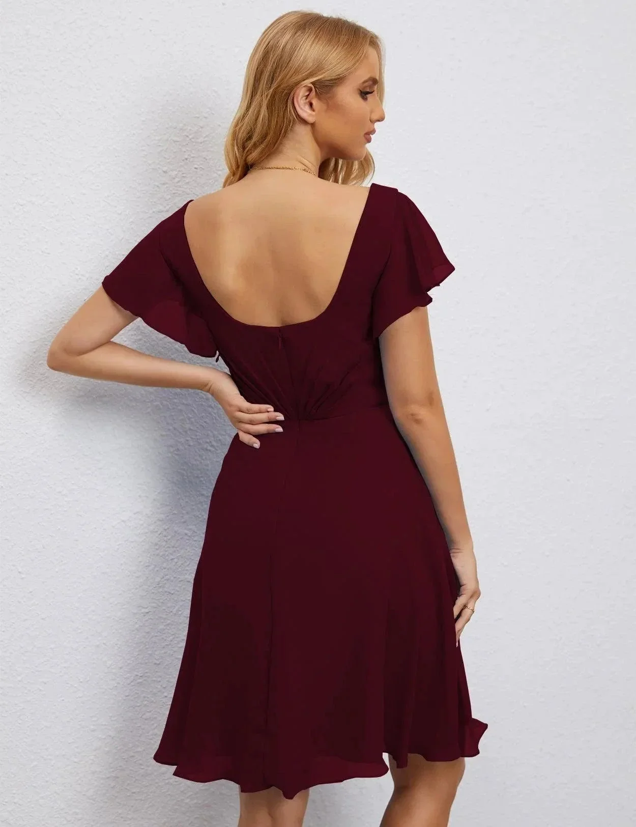 Numbersea U Back Homecoming Dress Formal Prom Dress Knee Length Short Sleeves Cocktail Party Dress 28077 - Image 46
