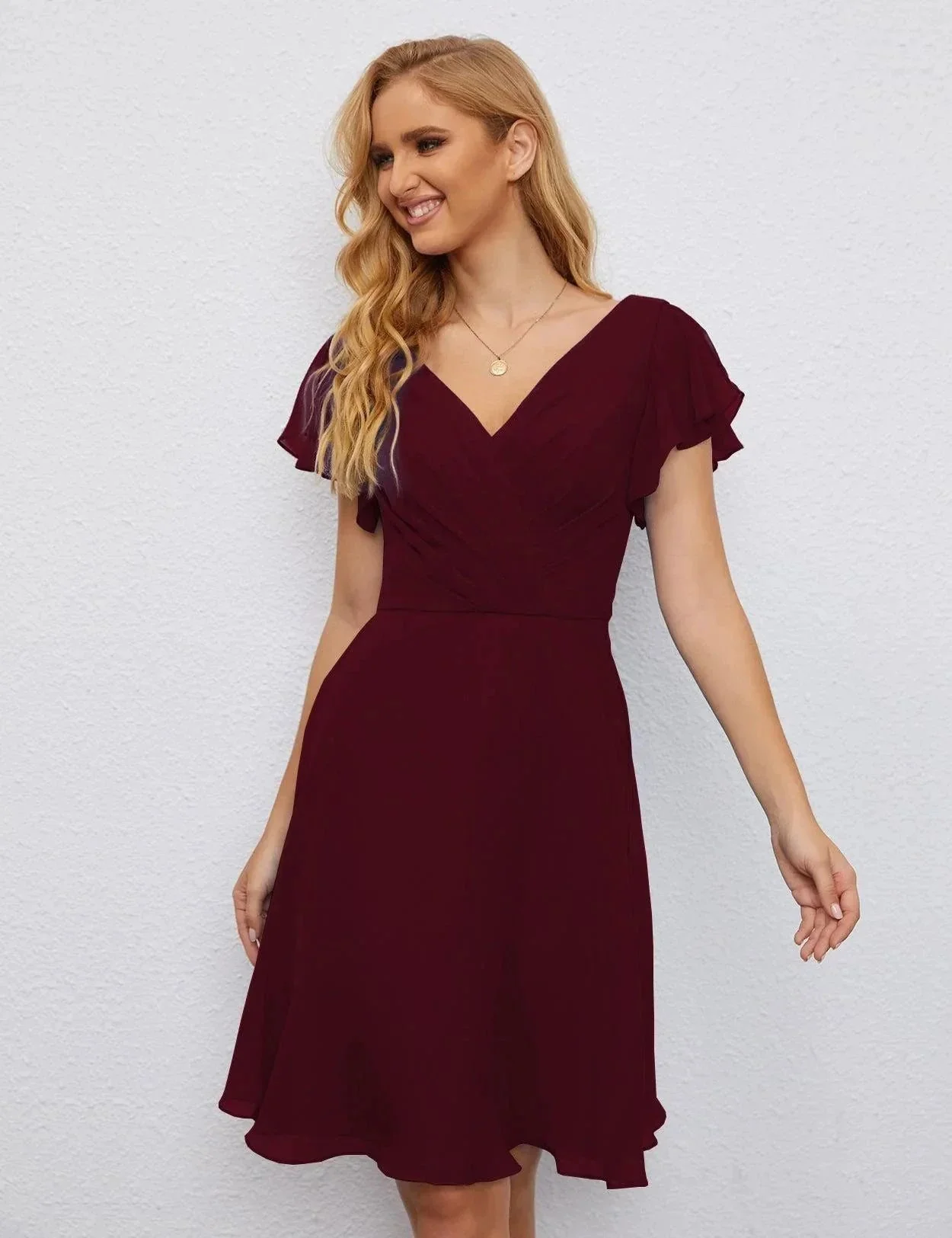 Numbersea U Back Homecoming Dress Formal Prom Dress Knee Length Short Sleeves Cocktail Party Dress 28077 - Image 48