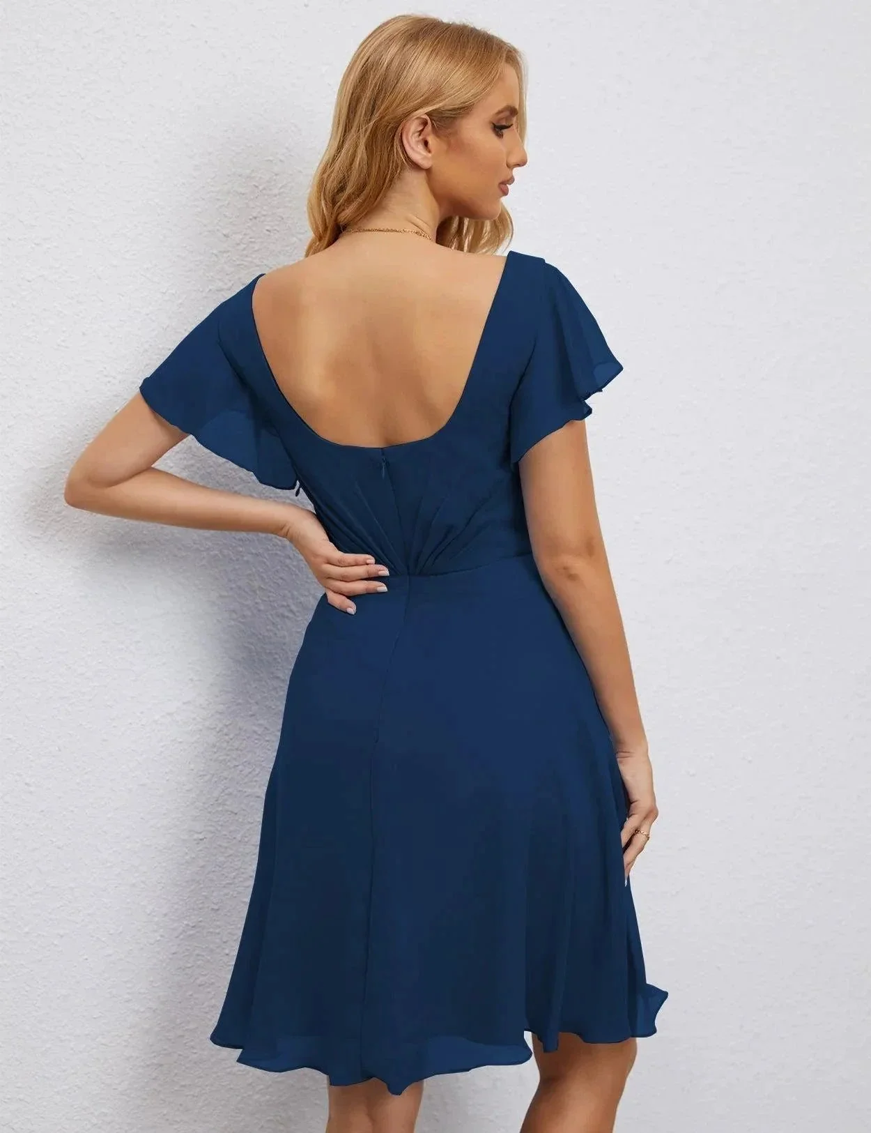 Numbersea U Back Homecoming Dress Formal Prom Dress Knee Length Short Sleeves Cocktail Party Dress 28077 - Image 50