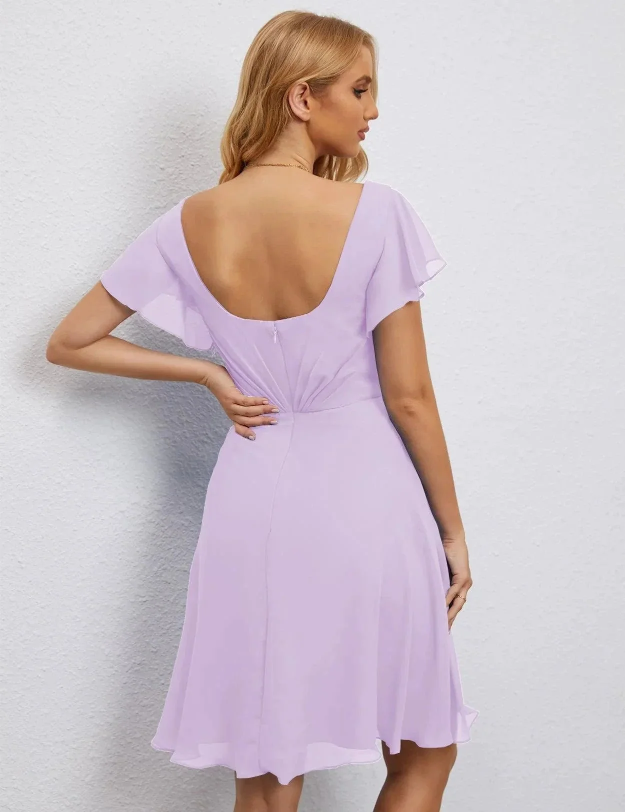 Numbersea U Back Homecoming Dress Formal Prom Dress Knee Length Short Sleeves Cocktail Party Dress 28077 - Image 54