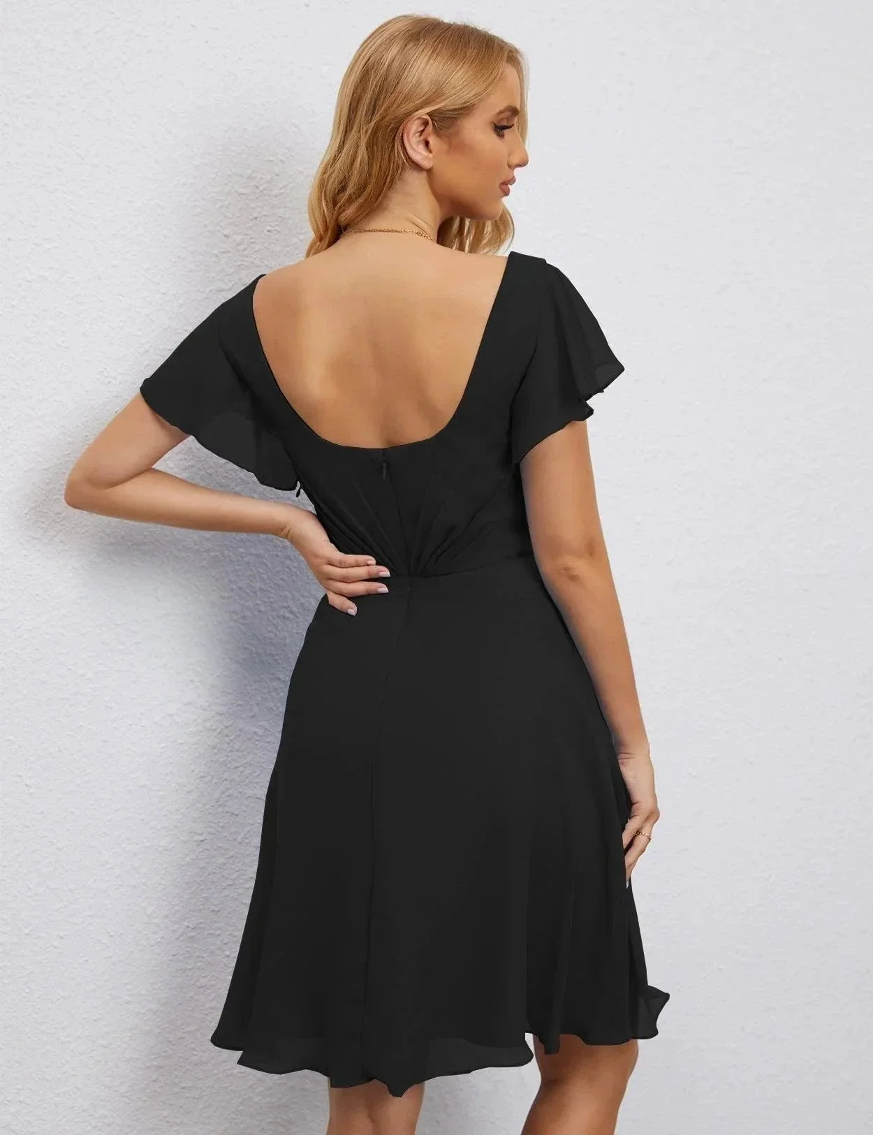 Numbersea U Back Homecoming Dress Formal Prom Dress Knee Length Short Sleeves Cocktail Party Dress 28077 - Image 58