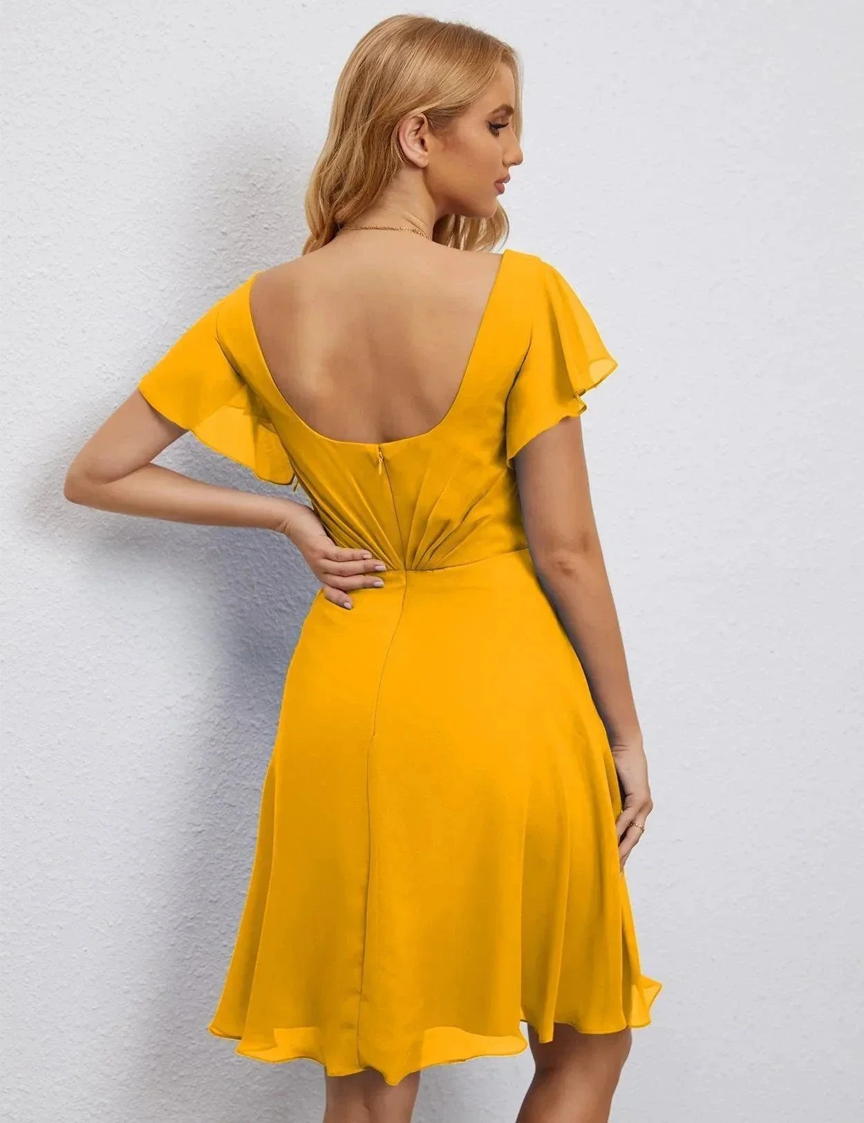 Numbersea U Back Homecoming Dress Formal Prom Dress Knee Length Short Sleeves Cocktail Party Dress 28077 - Image 6