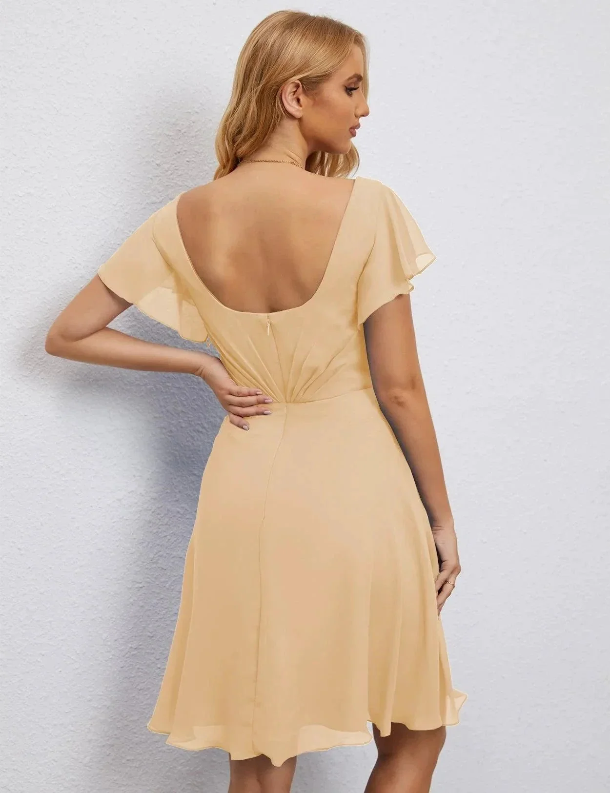 Numbersea U Back Homecoming Dress Formal Prom Dress Knee Length Short Sleeves Cocktail Party Dress 28077 - Image 62
