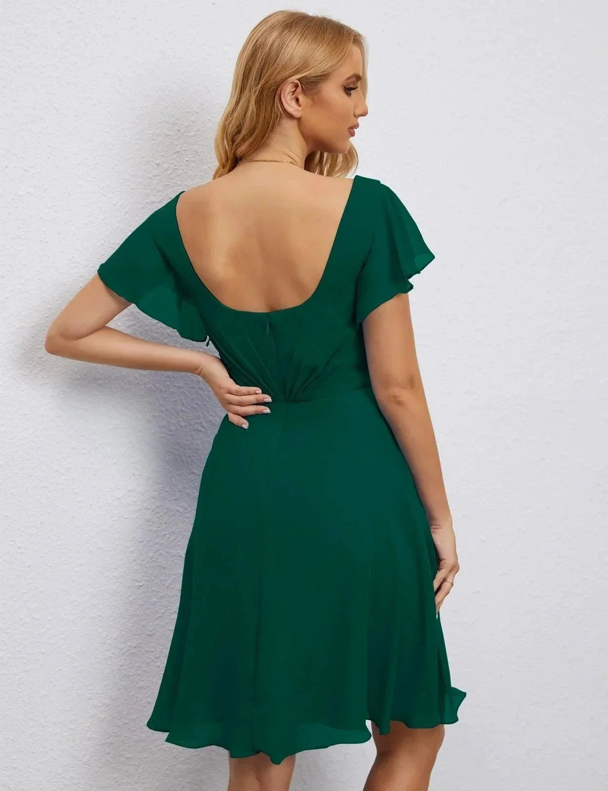 Numbersea U Back Homecoming Dress Formal Prom Dress Knee Length Short Sleeves Cocktail Party Dress 28077 - Image 66