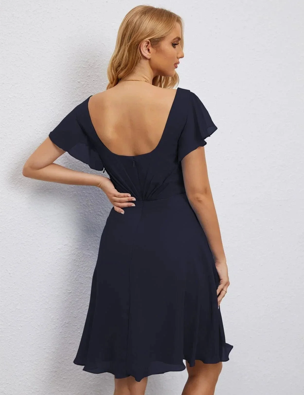 Numbersea U Back Homecoming Dress Formal Prom Dress Knee Length Short Sleeves Cocktail Party Dress 28077 - Image 70