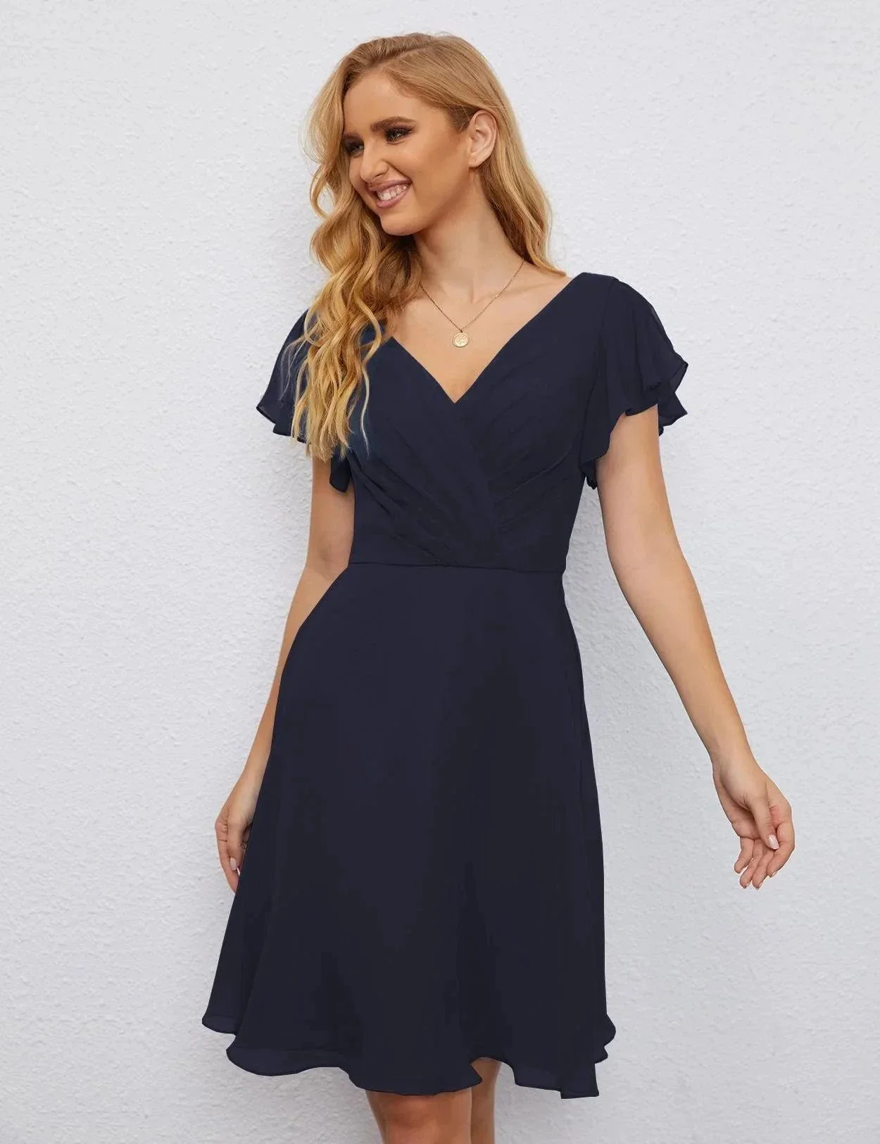 Numbersea U Back Homecoming Dress Formal Prom Dress Knee Length Short Sleeves Cocktail Party Dress 28077 - Image 72