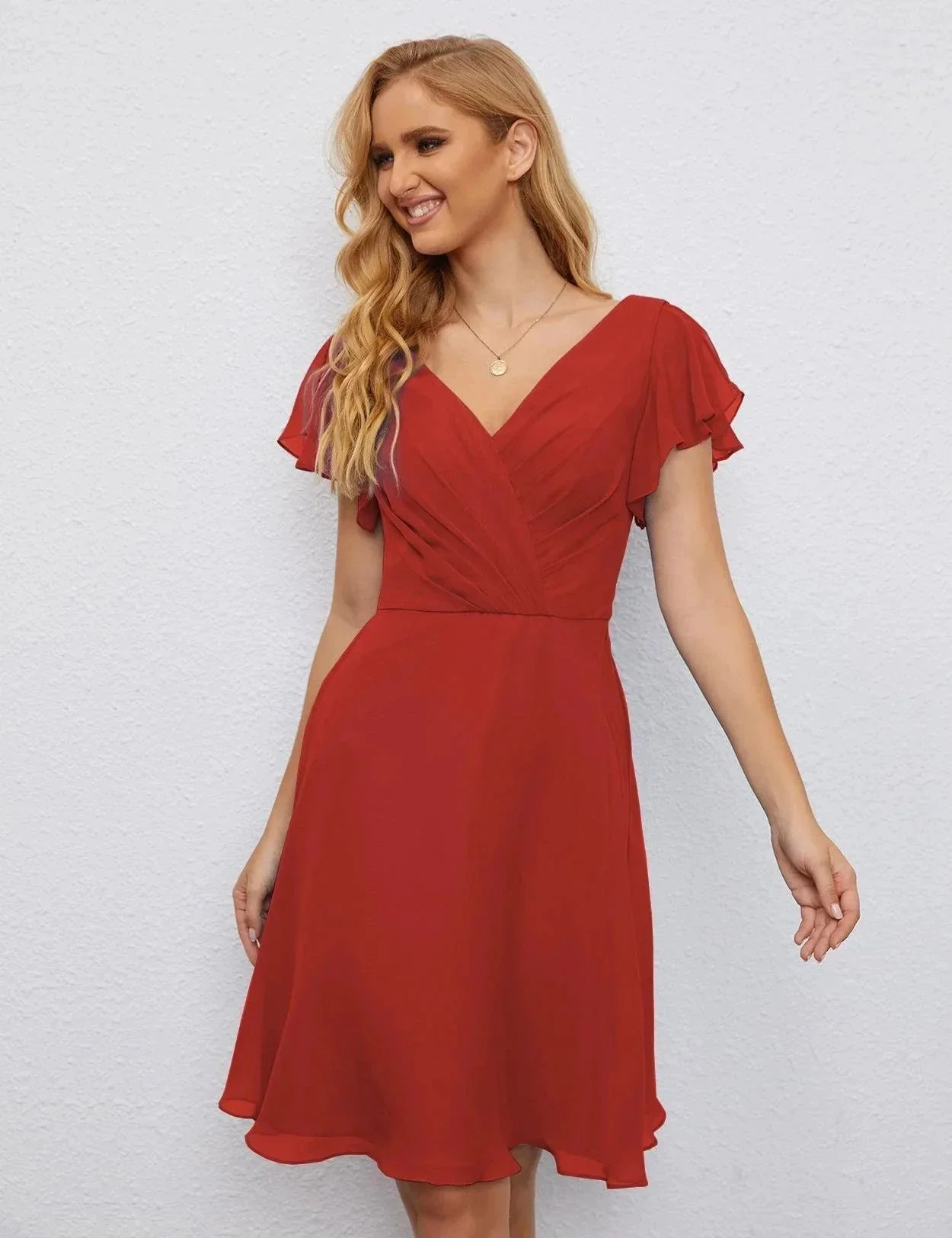 Numbersea U Back Homecoming Dress Formal Prom Dress Knee Length Short Sleeves Cocktail Party Dress 28077 - Image 76
