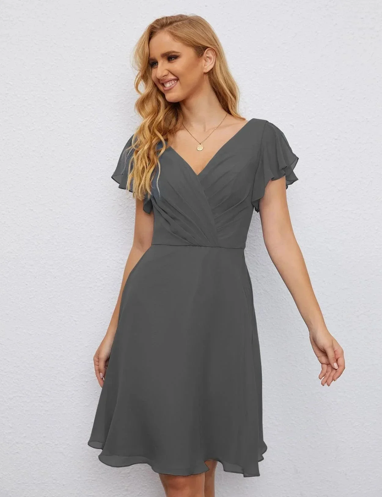 Numbersea U Back Homecoming Dress Formal Prom Dress Knee Length Short Sleeves Cocktail Party Dress 28077 - Image 80