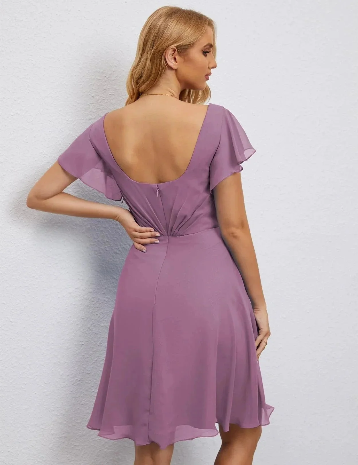 Numbersea U Back Homecoming Dress Formal Prom Dress Knee Length Short Sleeves Cocktail Party Dress 28077 - Image 82
