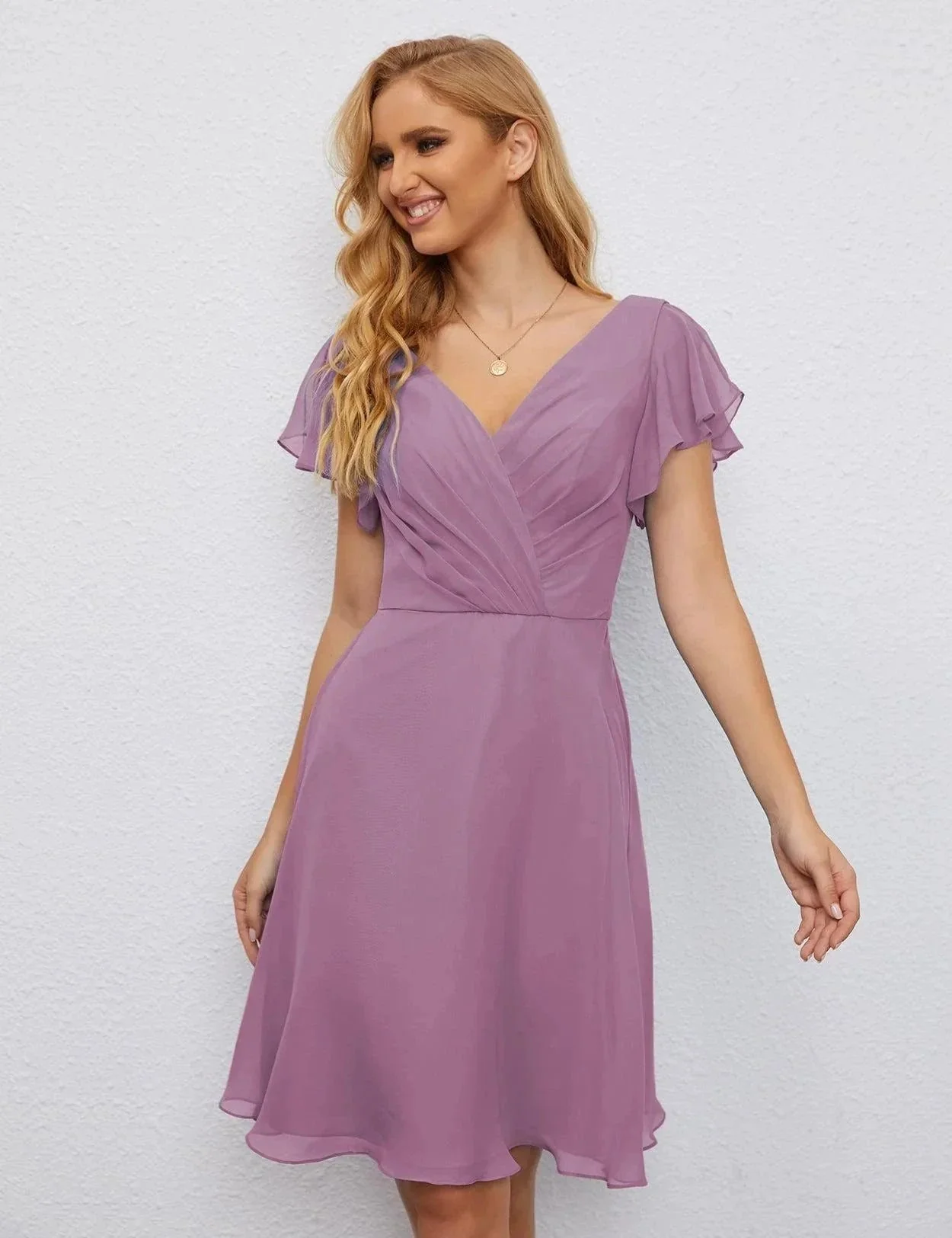 Numbersea U Back Homecoming Dress Formal Prom Dress Knee Length Short Sleeves Cocktail Party Dress 28077 - Image 84
