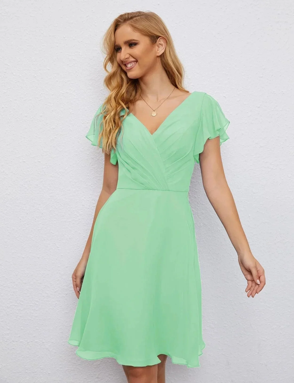 Numbersea U Back Homecoming Dress Formal Prom Dress Knee Length Short Sleeves Cocktail Party Dress 28077 - Image 88