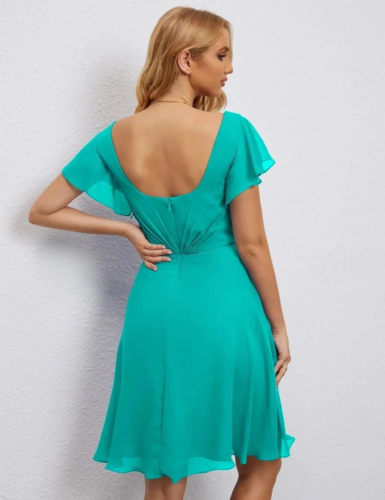 Numbersea U Back Homecoming Dress Formal Prom Dress Knee Length Short Sleeves Cocktail Party Dress 28077 - Image 90
