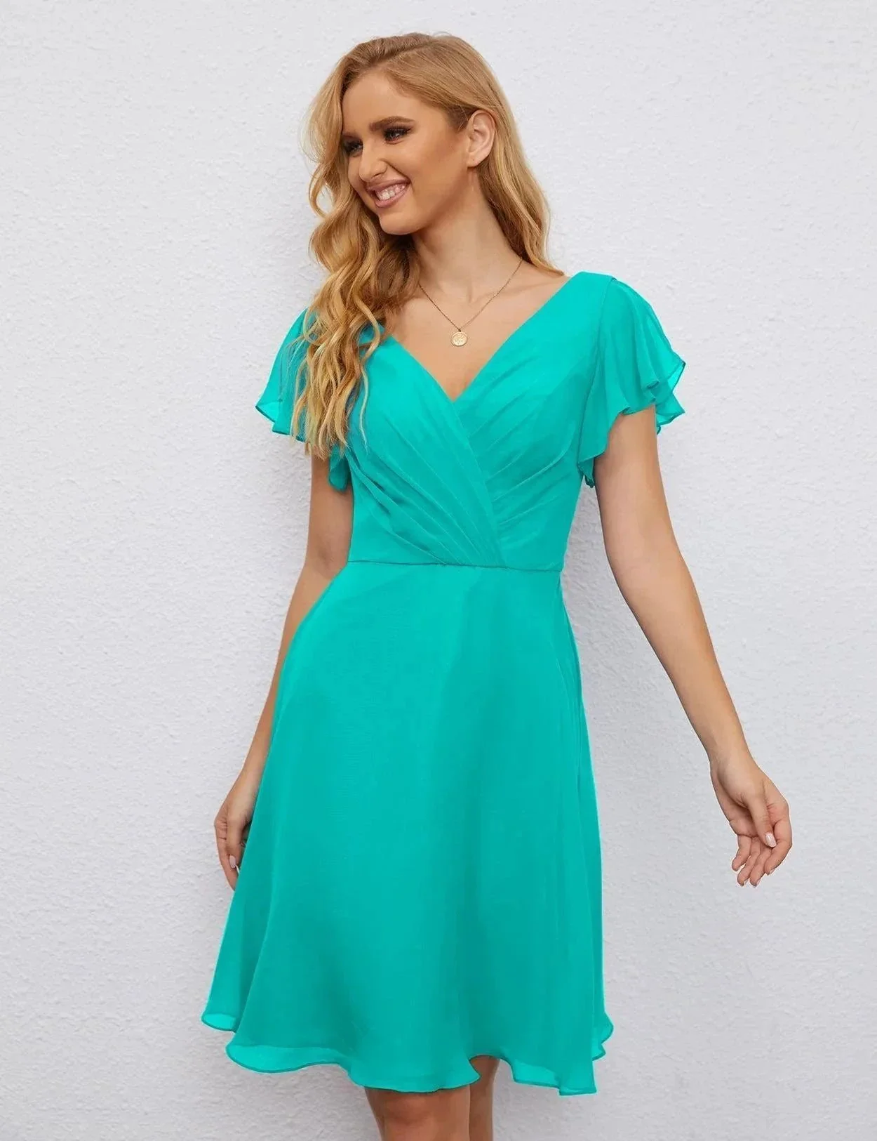 Numbersea U Back Homecoming Dress Formal Prom Dress Knee Length Short Sleeves Cocktail Party Dress 28077 - Image 92