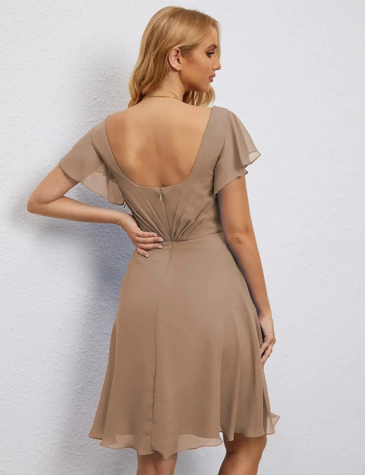 Numbersea U Back Homecoming Dress Formal Prom Dress Knee Length Short Sleeves Cocktail Party Dress 28077 - Image 94
