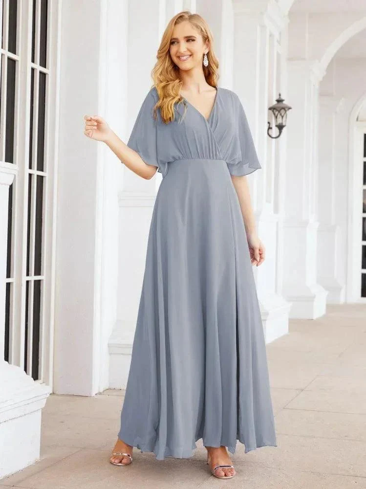 Numbersea V-Neck Bridesmaid Dress Chiffon Long Open Back Formal Dresses for Women Party Evening 28067 - Image 10