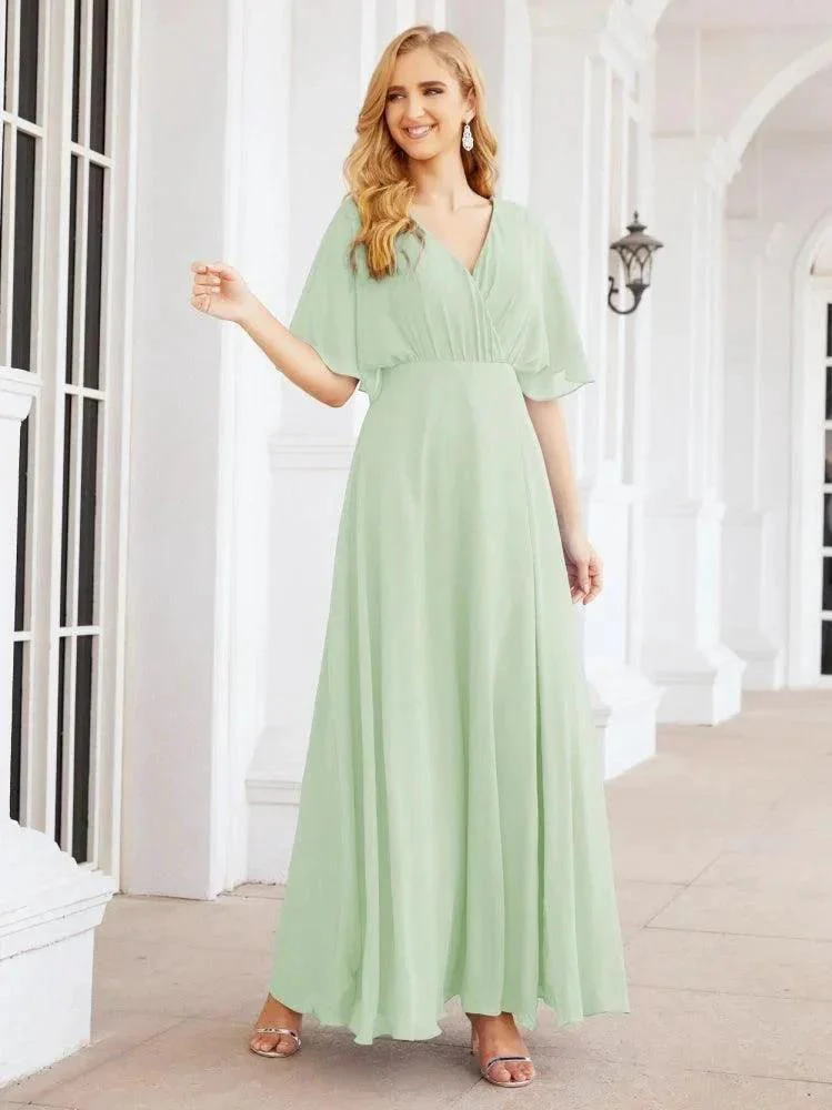 Numbersea V-Neck Bridesmaid Dress Chiffon Long Open Back Formal Dresses for Women Party Evening 28067 - Image 13